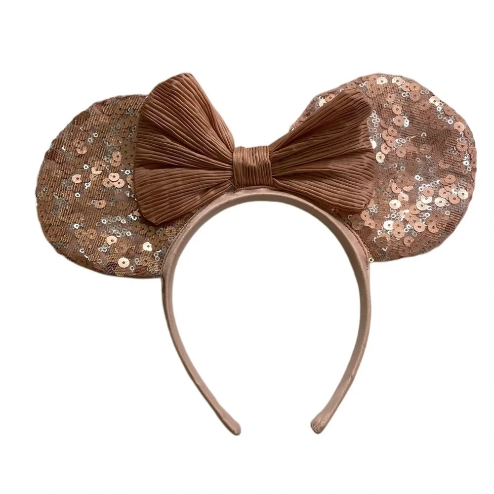 Disney Minnie Mouse Ears Headband - Brown Bow with Sequin Brown Ears